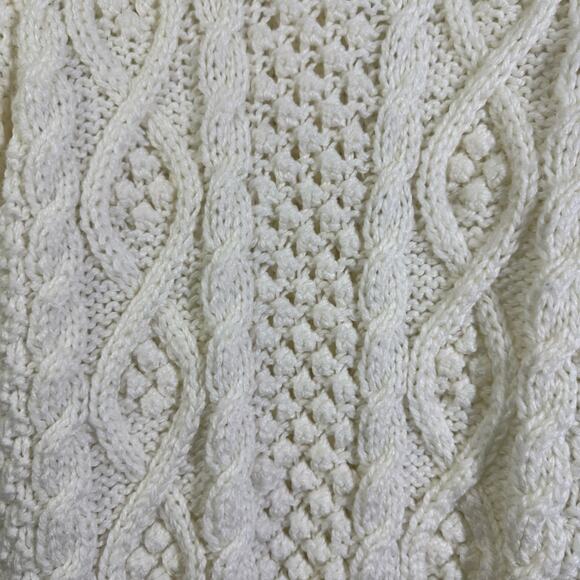 UNO & UNA Cardigan Medium Vintage Sweater Cable Knit Granny Irish Fisherman - Picture 9 of 12